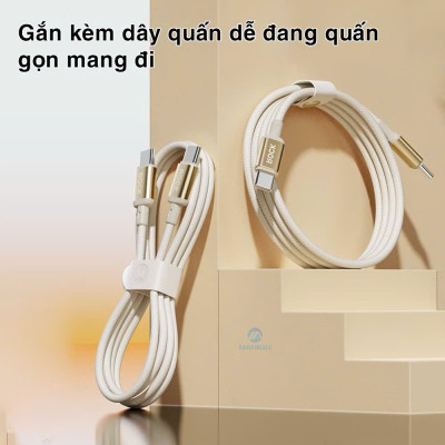 Dây cáp sạc nhanh 100W ROCKSPACE R18 chuẩn typeC to typeC - Hàng chính hãng bảo hành 12 tháng