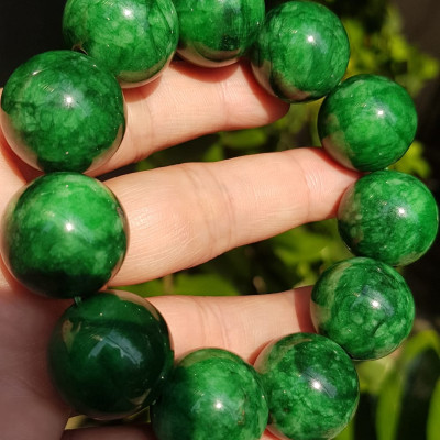 Vòng Tay Nam Đá Cẩm Thạch Xanh lá Size lớn hạt 20mm bóng đẹp hợp Các Anh Mệnh Mộc mệnh Hỏa đeo ạ
