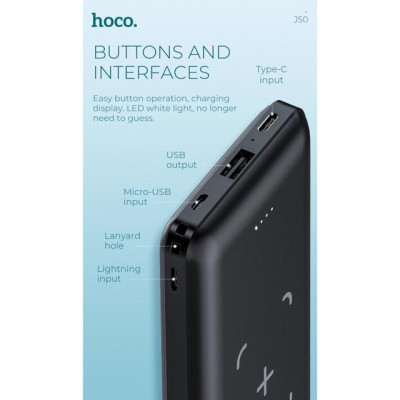 Pin dự phòng HOCO J50 kiêm sạc không dây 10000mAh Dành cho điện thoại  Hàng Nhập Khẩu
