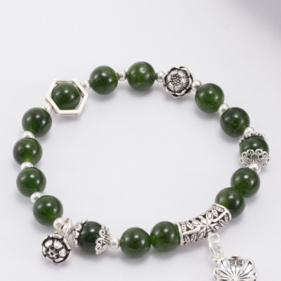Vòng Diopside Aaa Phối Charm Bạc (8mm) Ngọc Quý Gemstones