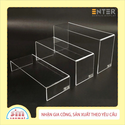 Kệ livestream, Kệ mica chữ U trong suốt để đồ đa năng, Kệ trưng bày mica 3 mặt uốn Enter TB132 200x80x120mm mica dày 3mm (20)
