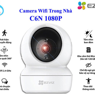 Camera Wi-fi EZVIZ C6N 2MP Trong Nhà, FHD 1080P, Quay Quét 360 Độ, Đàm Thoại Hai Chiều - Hàng Chính Hãng