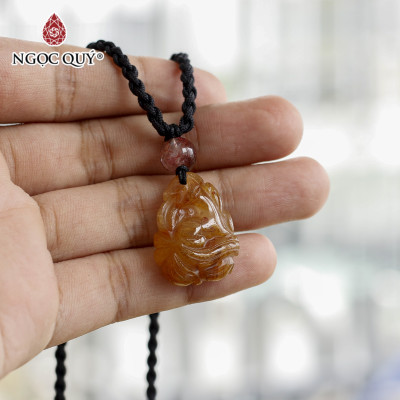 Mặt dây chuyền hồ ly thạch anh tóc cam 25x19mm mệnh hỏa, thổ - Ngọc Quý Gemstones