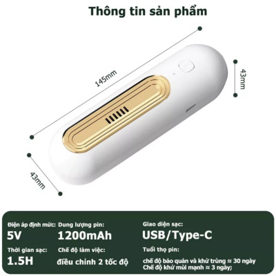 Máy Khử Mùi Tủ Lạnh Máy Lọc Không Khí Mini Diệt Khuẩn 2in1 Tạo Ion Tích Hợp Công Nghệ Ozone