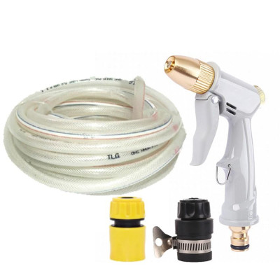 Bộ dây và vòi xịt rửa xe tưới cây tăng áp 15M (cút nhựa nối nhựa đen 713-2) 206846