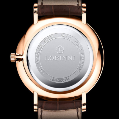 Đồng hồ nam Lobinni L3001-5 chính hãng Thụy Sỹ ,Kính sapphire ,chống xước ,Chống nước 30m,mặt trắng vỏ vàng dây da nâu ( đen) xịn ,Máy điện tử (Quartz) ,Bảo hành 24 Tháng,thiết kế đơn giản ,trẻ trung và sang trọng