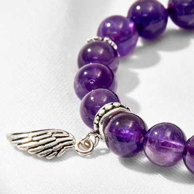 Vòng tay đá thạch anh tím phối cánh bạc Ngọc Quý Gemstones
