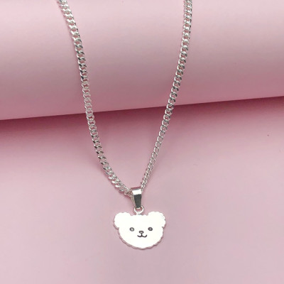 Dây Chuyền, Vòng Cổ Trẻ Em Bạc Ta Hình Mặt Gấu Bạc Hiểu Minh DTE066