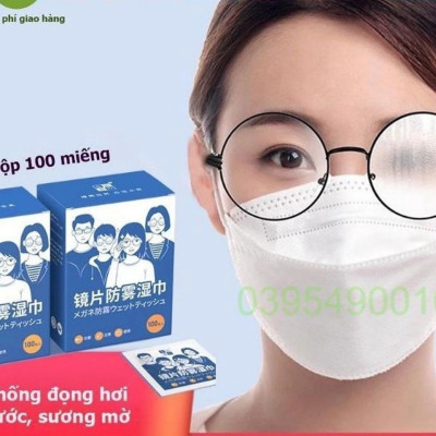 ( Hàng cao cấp ) Khăn lau mắt kính nano chống hơi nước chuyên dụng Hộp 100pcs 