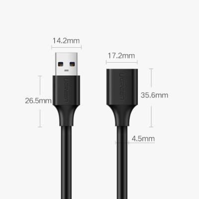 Cáp Nối Dài Ugreen USB 2.0 10313 dài 0.5m - Hàng Chính Hãng