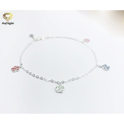Lắc chân bạc Ý 925 Huệ Ngân -Hoa Hông Tình Yêu JL008