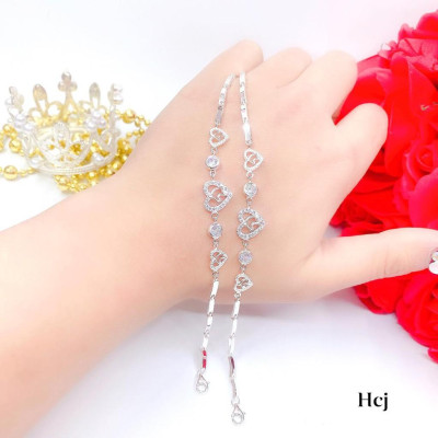 Lắc tay nữ thời trang 2 sợi chất liệu bằng bạc Ý MS0140