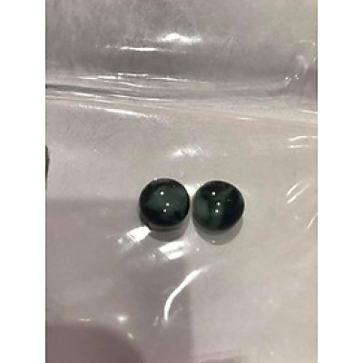 CẶP BÔNG TAI HẠT TRÒN  MÀU ĐEN XANH TRẮNG VÂN  ĐÁ CẨM THẠCH TỰ NHIÊN 10,8MM 
