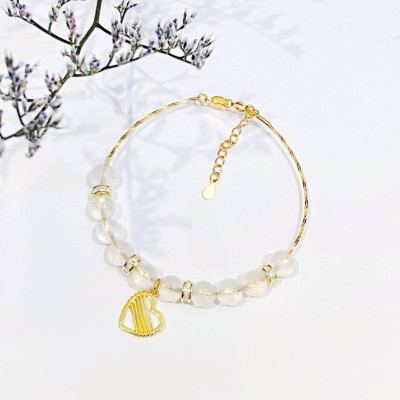 Vòng Đá Thiết Kế Phối Charm Trái Tim Gold Vermeil - MOON Jewelry