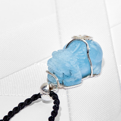 Mặt dây chuyền Tỳ Hưu đá Aquamarine bọc bạc Ngọc Quý Gemstones