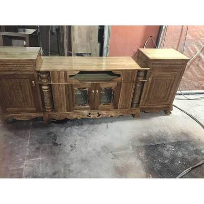 Kệ tivi gỗ hương xám kiểu cột nho từ 2m đến 2m4
