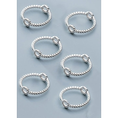 Combo 6 cái charm bạc tròn xoắn lồng hạt xỏ ngang - Ngọc Quý Gemstones
