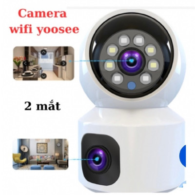 Camera Yoosee IP 2 Mắt Trong Nhà Xem 2 Màn Hình Cùng Lúc Độ Phân Giải 2K, Xoay 360 Độ, Xem Đêm Có Màu, Hỗ Trợ Đàm Thoại 2 Chiều Hàng Chính Hãng