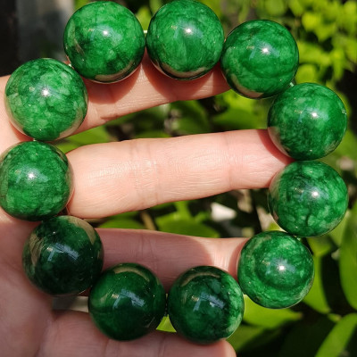 Vòng Tay Nam Đá Cẩm Thạch Xanh lá Size lớn hạt 20mm bóng đẹp hợp Các Anh Mệnh Mộc mệnh Hỏa đeo ạ