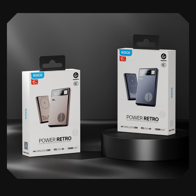 Pin sạc dự phòng không dây 10000mAh sạc nhanh PD 20W Rockspace Retro Magnetic Wireless - hàng chính hãng bảo hành 12 tháng