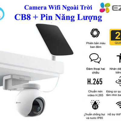 Camera IP Wifi Ngoài Trời EZVIZ CB8 3MP 2K Tặng Kèm Tắm Pin Năng Lượng - Có Màu Ban Đêm - Đàm Thoại 2 Chiều - Hàng Chính Hãng
