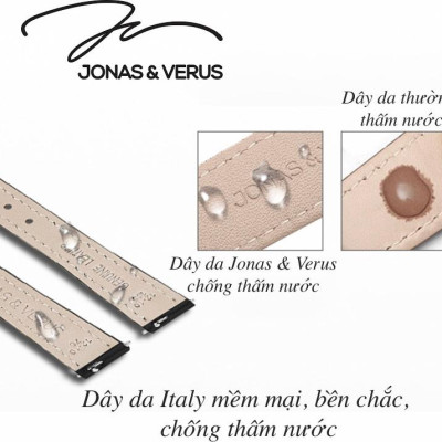 Đồng hồ đeo tay Nữ hiệu JONAS & VERUS X01856-Q3.PPWDWR, Máy Pin (Quartz), Kính sapphire chống trầy xước, Dây Da Italy