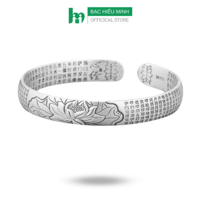 Lắc Tay Nam Nữ Bạc Thái S99 Chú Đại Bi Hoa Sen BẠC HIỂU MINH LTU612