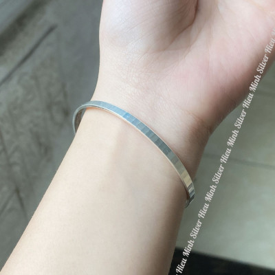 Lắc Tay Nữ Bạc Ta S99 Bản Nhỏ Kiểu Phay BẠC HIỂU MINH LTU633