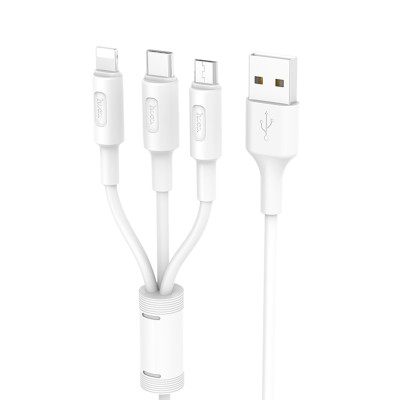 Cáp sạc 3 đầu chính hãng -Hoco X25 + Tặng Gía Đỡ Điện Thoại - Chính Hãng