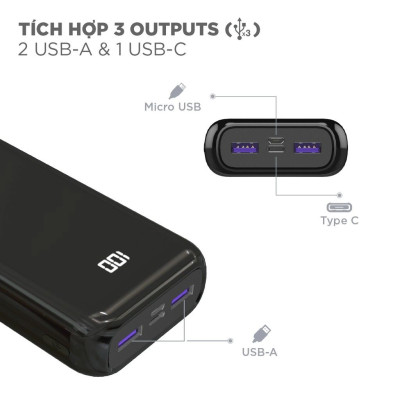 Pin dự phòng Energizer UE20011PQ 20000mAh | Hàng Chính Hãng