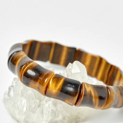 Vòng thạch anh mắt hổ vàng nâu bản đốt trúc 15x13mm mệnh thổ, kim - Ngọc Quý Gemstones
