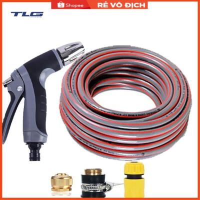 Bộ dây và vòi xịt rửa xe tưới cây tăng áp 15M(cút nhựa nối đồng nhựa) 206817