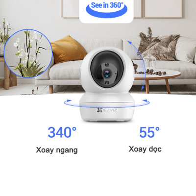 Camera WIFI EZVIZ H6C 4MP - Độ Phân Giải 2K, Xoay 360 độ, Đàm Thoại 2 Chiều - Hàng chính hãng