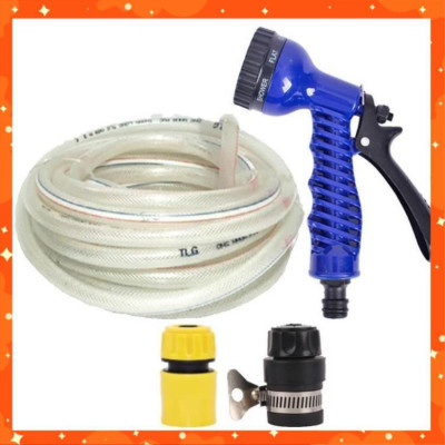 Bộ dây tăng áp 3 lần vòi xịt nước rửa xe,tưới cây loại 3-5m (cút nhựa nối nhựa đen 713-2) 206843 