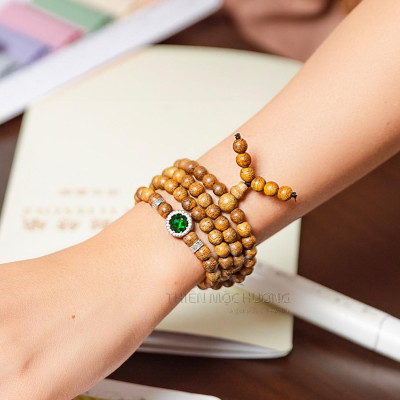 Vòng tay Trầm Hương tự nhiên 108 hạt Minh Nguyệt -  Thành công, hạnh phúc, an nhiên