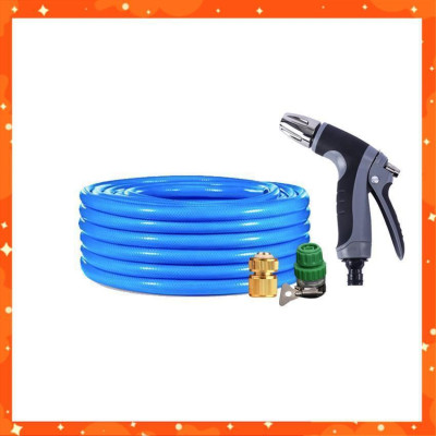 Bộ dây vòi xịt nước rửa xe,tưới cây tăng áp 3 lần 7-10m(cút đồng nối nhựa xanh) 206817 