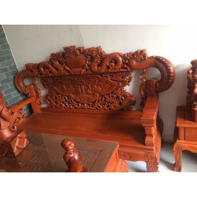 Bộ bàn ghế Rồng Khuỳnh Nghê Đỉnh gỗ Gõ Đỏ