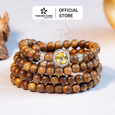 Vòng tay Trầm Hương tự nhiên 108 hạt Minh Nguyệt -  Thành công, hạnh phúc, an nhiên