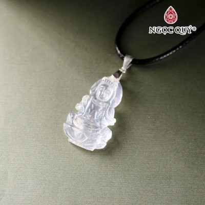 Dây chuyền phật bà đá mặt trăng 30x18mm  - Ngọc Quý Gemstones