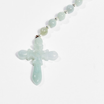 Dây chuyền đá cẩm thạch phỉ thúy thánh giá ktv 28cm đá 0.8cm - Ngọc Quý Gemstones