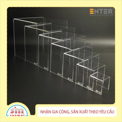 Kệ trưng bày mica 3 mặt uốn Enter TB115 100x100x100mm mica dày 2mm, Kệ livestream, Kệ mica chữ U trong suốt để đồ đa năng