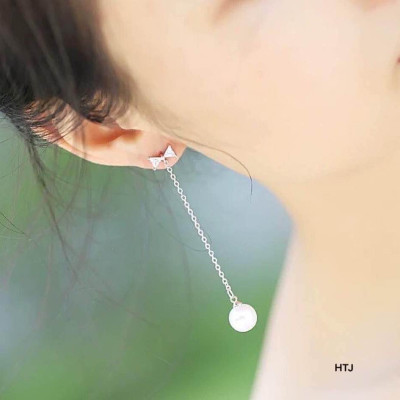 Bông tai bạc tua trai chất liệu bằng bạc s925 MS055