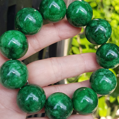 Vòng Tay Nam Đá Cẩm Thạch Xanh lá Size lớn hạt 20mm bóng đẹp hợp Các Anh Mệnh Mộc mệnh Hỏa đeo ạ
