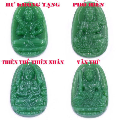 Mặt dây chuyền Phật Đại nhật như lai đá xanh 2.2 x 3.6cm ( size trung ) kèm vòng cổ dây cao su xanh lá + móc inox, Phật bản mệnh