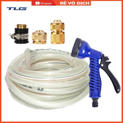 Bộ dây tăng áp 3 lần vòi xịt nước rửa xe, tưới cây loại 15m(cút đồng-nối đồng) 206843