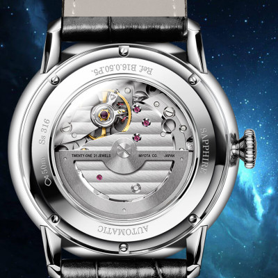 Đồng hồ nam chính hãng LOBINNI L16060-2 Kính sapphire ,chống xước ,Chống nước 50m ,Bảo hành 24 tháng,Máy cơ (Automatic),dây da cao cấp