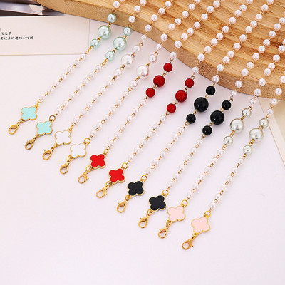 Dây đeo kính glasses chain cỏ bốn lá mix hạt ngọc trai nhiều màu sắc nổi bật dây đeo khẩu trang dây chuyền đeo tai nghe bluetooth tiện lợi