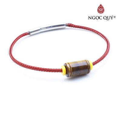 Vòng tay xỏ lu đá thạch anh mắt hổ vàng nâu mệnh thổ,kim - Ngọc Quý Gemstones