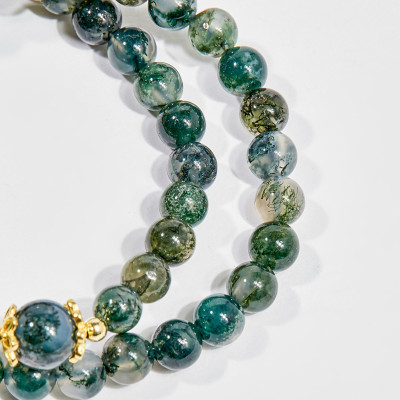 Vòng chuỗi hạt đeo tay 2 line nữ đá băng ngọc thủy tảo 6mm mệnh hỏa , mộc - Ngọc Quý Gemstones