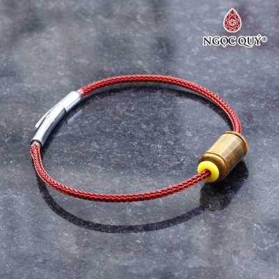 Vòng tay xỏ lu đá thạch anh mắt hổ vàng nâu mệnh thổ,kim - Ngọc Quý Gemstones